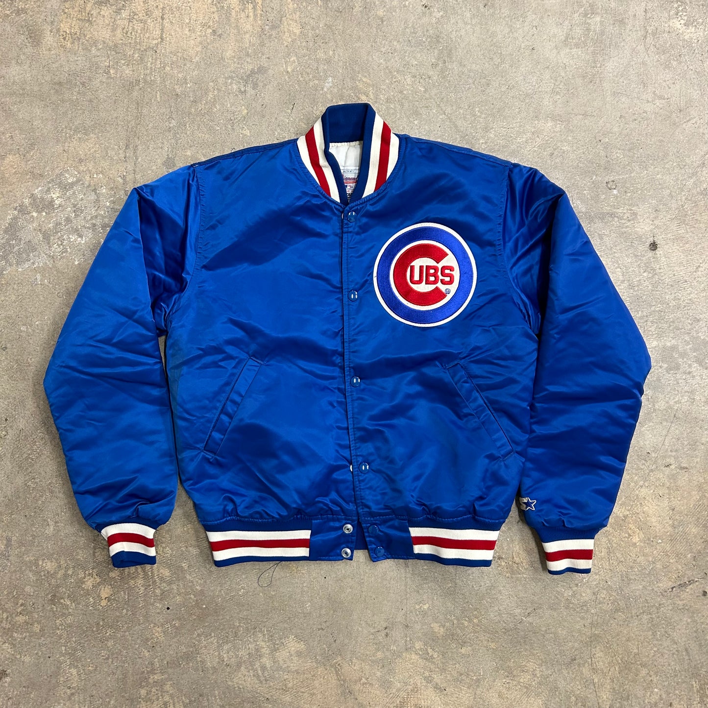 Cubs Satin Vintage Bomber Jacket Sz M