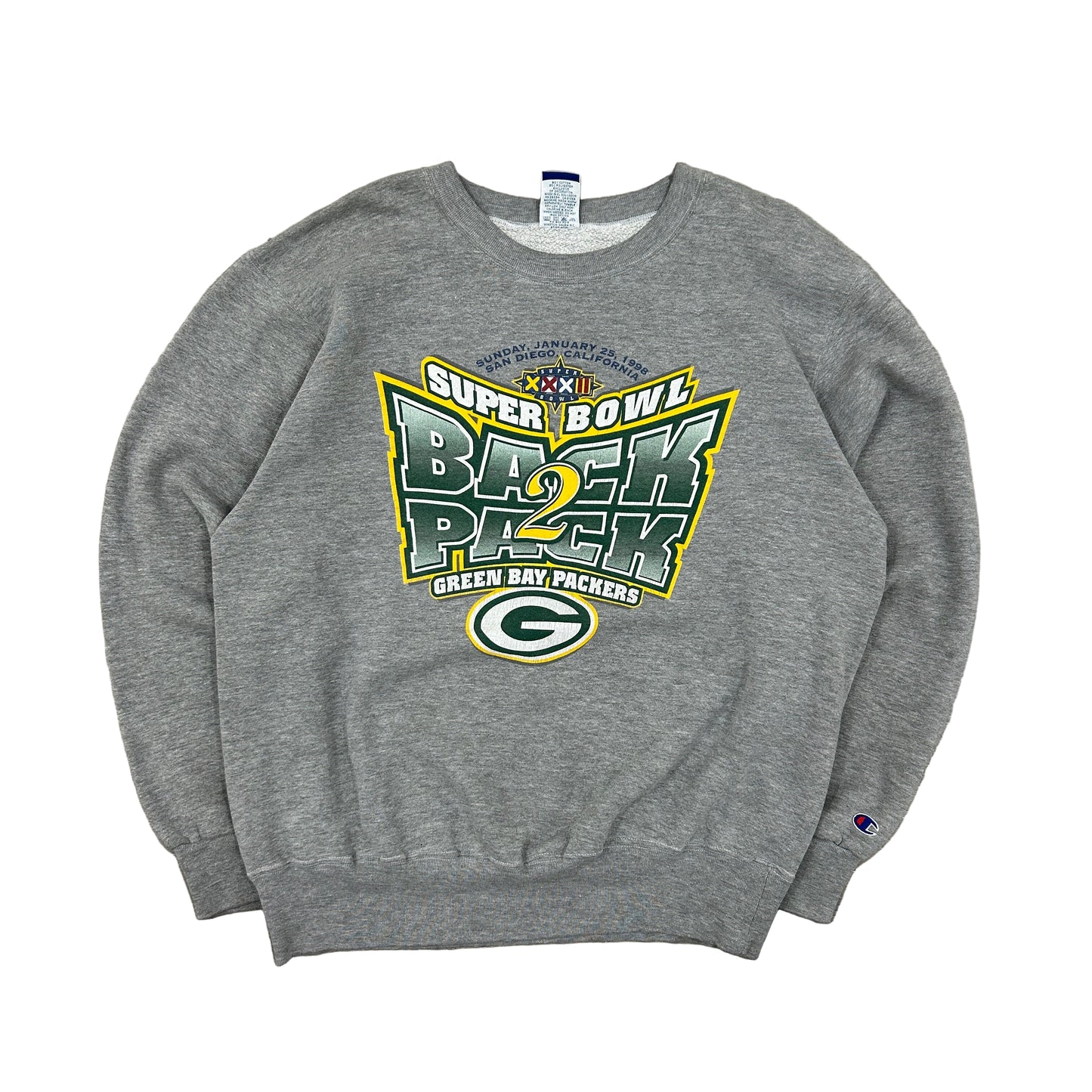 Vtg Green Bay Packers Back 2 Back Super Bowl Champs Sweatshirt