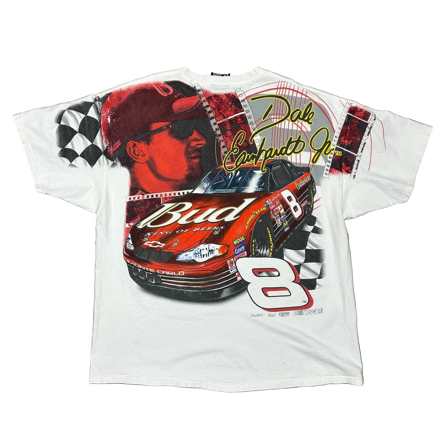Vtg Dale Earnhardt Jr Red Hot Bud Nascar All Over Print Tee