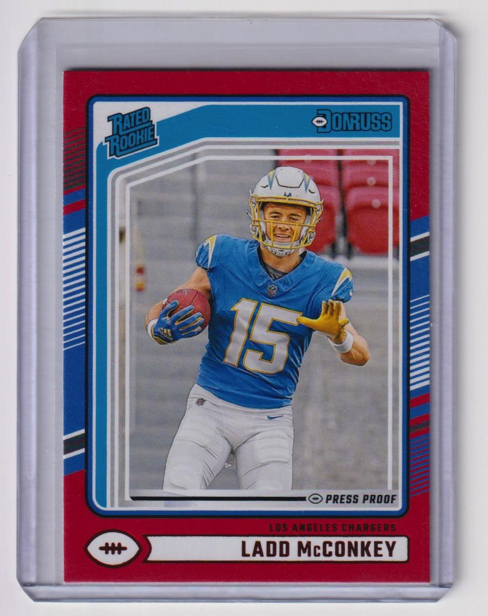 2024 Donruss Football Ladd McConkey Red Press Proof Rated Rookie #328