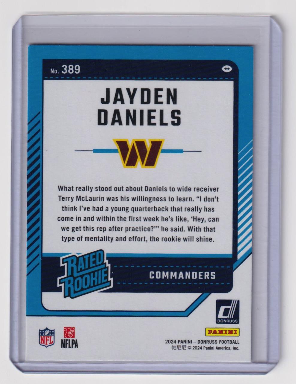 2024 Donruss #389 Jayden Daniels Press Proof Yellow