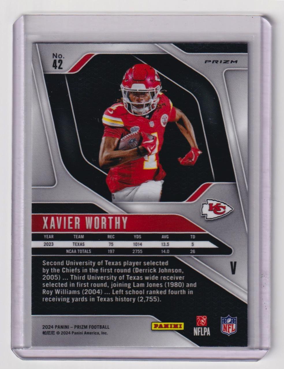 2024 Panini Prizm #42 Xavier Worthy Rookie Variations Silver Prizm
