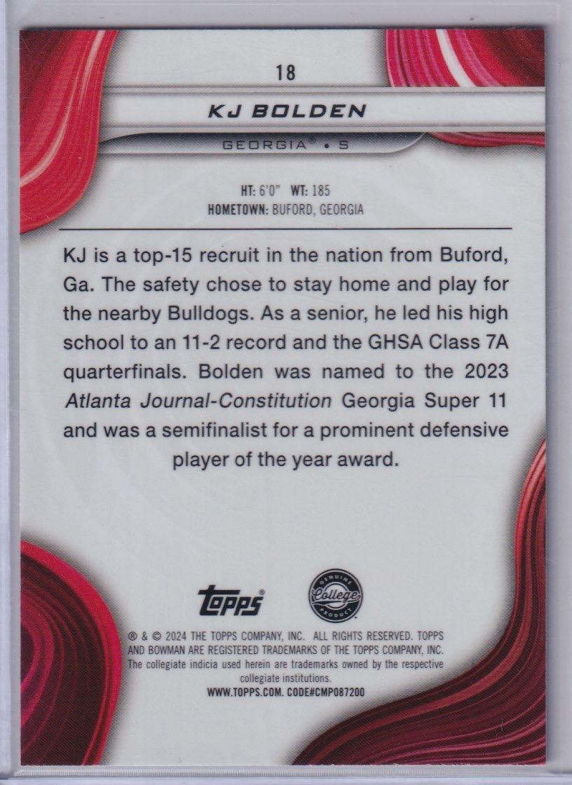 2024 Bowman University Best #18 KJ Bolden Aqua Refractor #/225