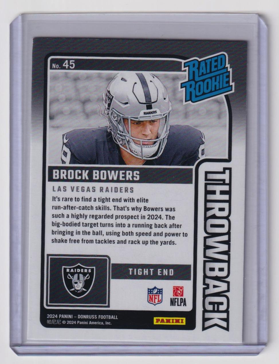2024 Donruss #45 Brock Bowers Rated Rookies Throwback