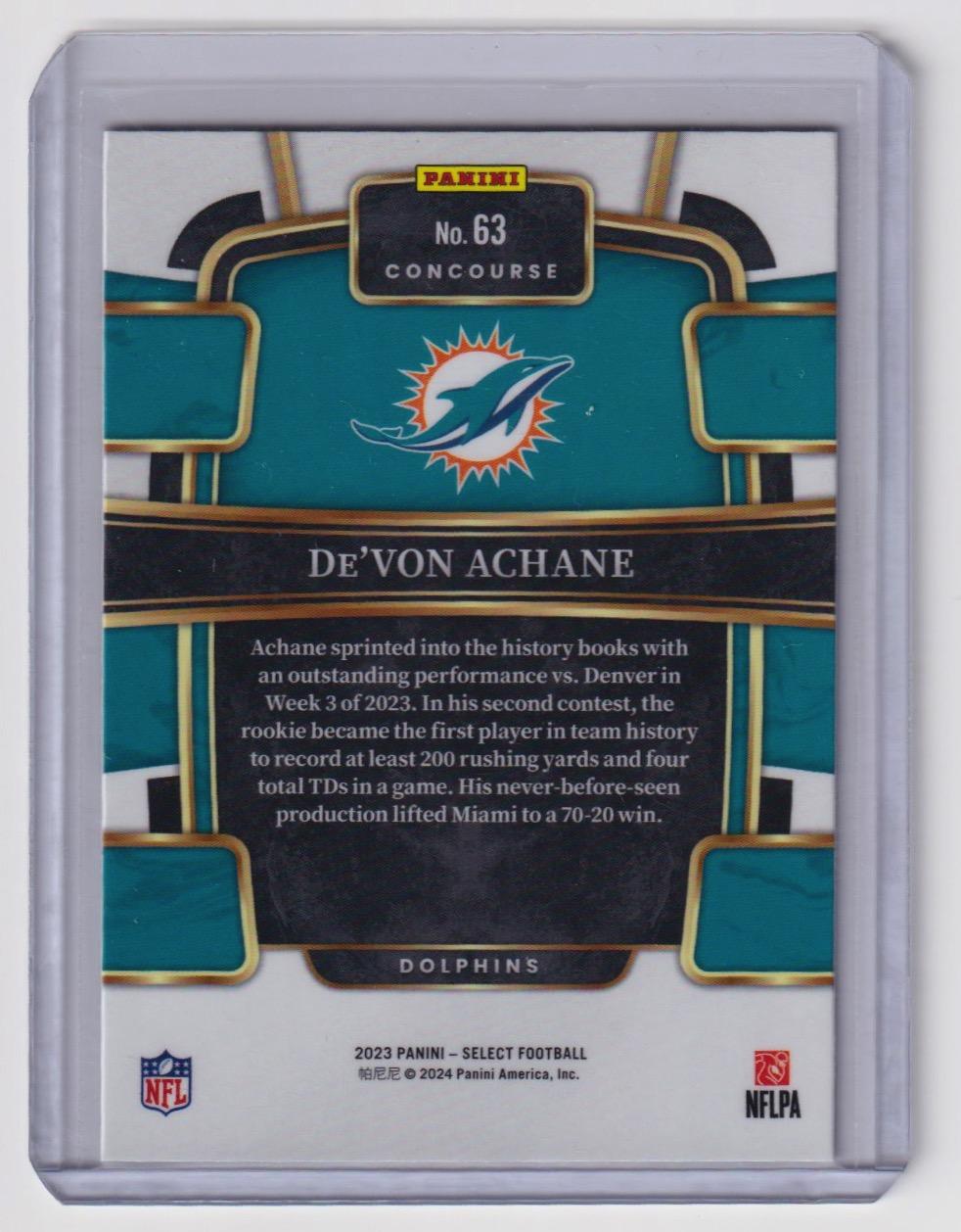 2023 Panini Select #63 De'Von Achane