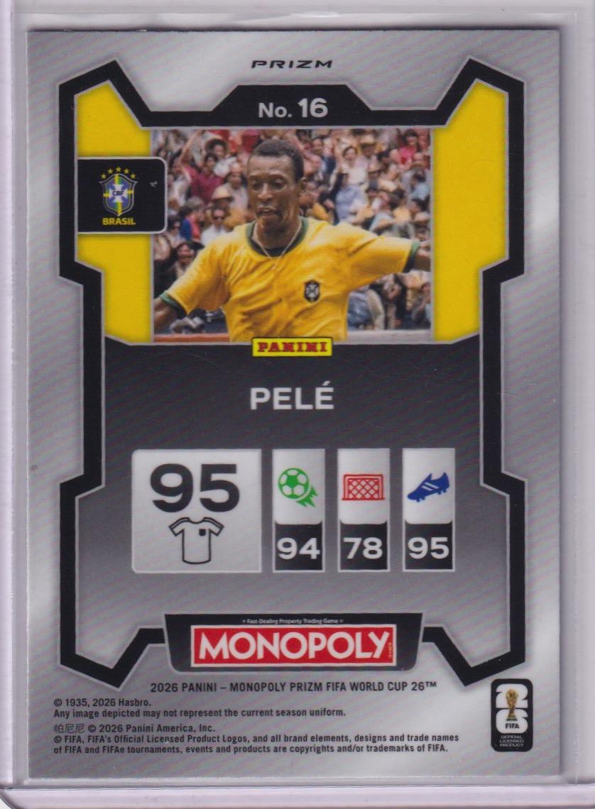 2026 Panini Prizm Monopoly FIFA World Cup #16 Pele Sparkle Pink Prizms
