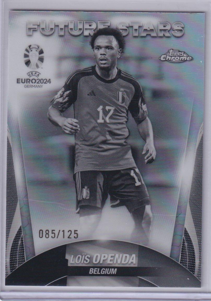 2024 Topps Chrome UEFA EURO #66 Loïs Openda Black & White Refractor #/125