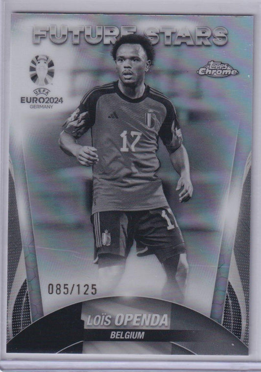 2024 Topps Chrome UEFA EURO #66 Loïs Openda Black & White Refractor #/125