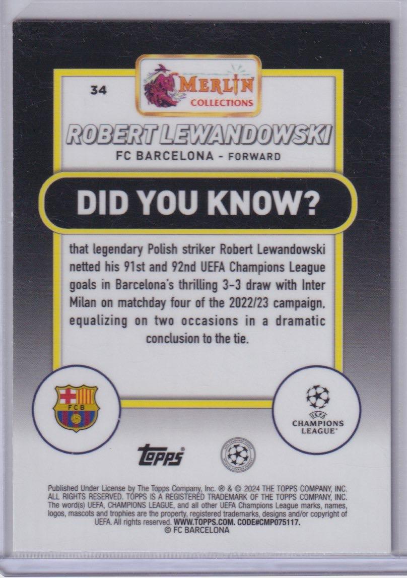 2024-25 Merlin UEFA Club Competitions #96 Robert Lewandowski Pink Mojo #/275