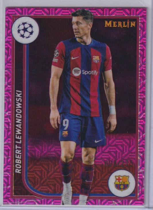 2024-25 Merlin UEFA Club Competitions #96 Robert Lewandowski Pink Mojo #/275