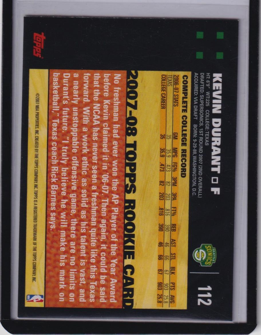 2007-08 Topps #112 Kevin Durant