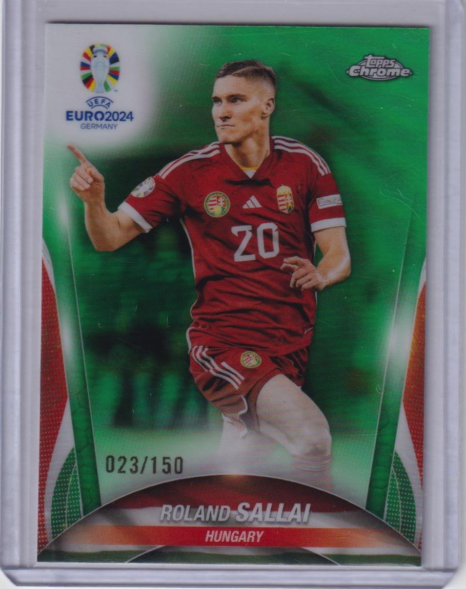 2024 Topps Chrome UEFA EURO #65 Roland Sallai Neon Green Refractor #/150