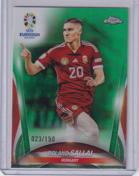 2024 Topps Chrome UEFA EURO #65 Roland Sallai Neon Green Refractor #/150