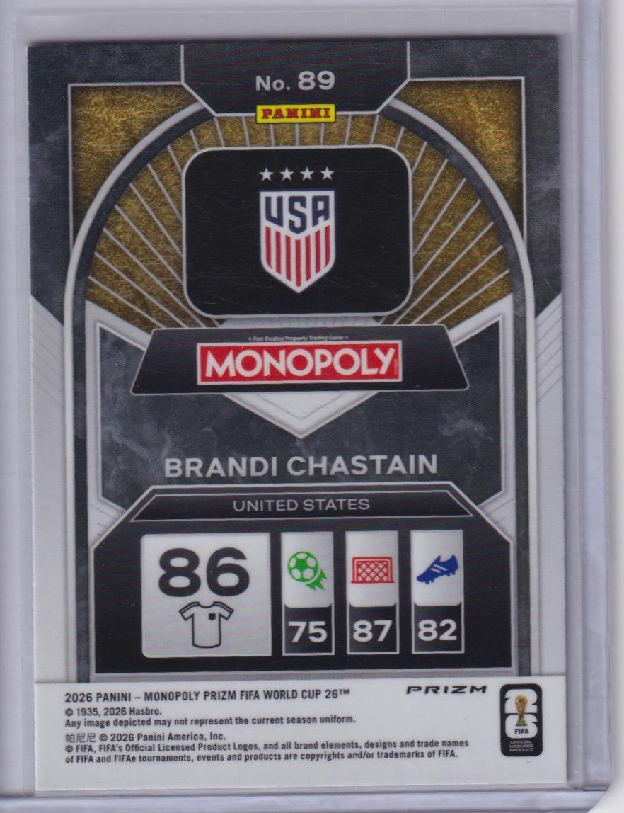 2026 Panini Prizm Monopoly FIFA #89 Brandi Chastain Four Corners Blue Wave