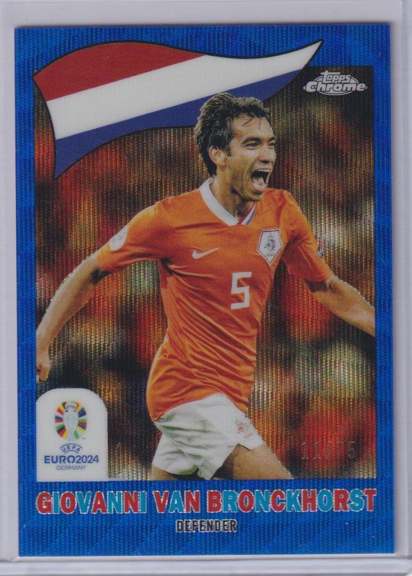 Topps Chrome UEFA #TC-22 Giovanni van Bronckhorst Topps Chrome Blue Wave /75
