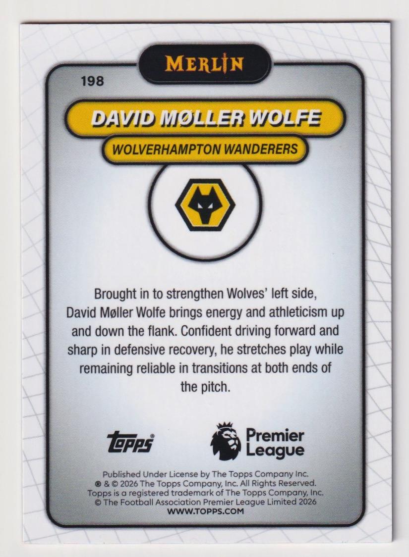 2026 Merlin #198 David Møller Wolfe Battle of Britpop Refractor #/95