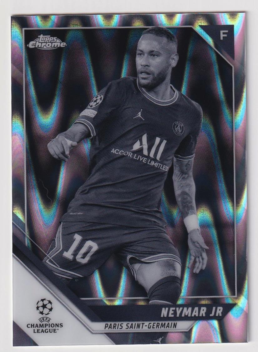 2021-22 Topps Chrome UEFA #50 Neymar Jr Black & White Ray Wave Refractor