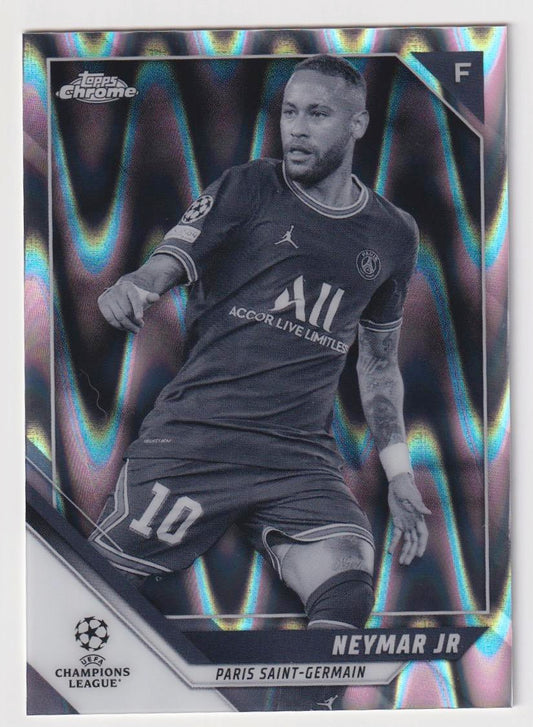 2021-22 Topps Chrome UEFA #50 Neymar Jr Black & White Ray Wave Refractor