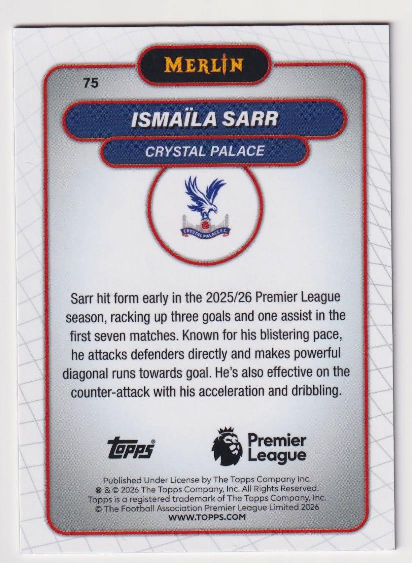 2026 Merlin Premier League #75 Ismaïla Sarr VHS Refractor