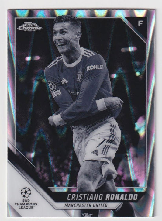 Topps Chrome 2021-2022 Cristiano Ronaldo UCL Card #10 Ray Wave Chrome
