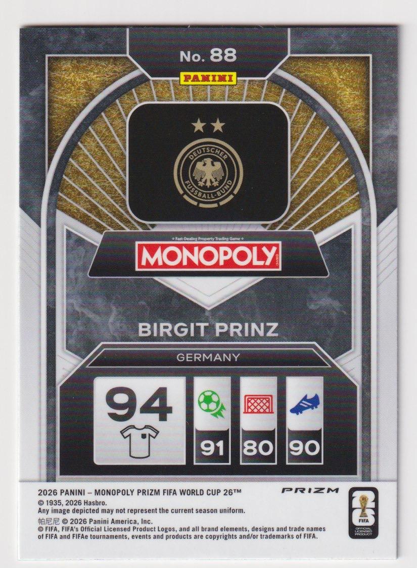 2026 Prizm Monopoly FIFA #88 Birgit Prinz Four Corners Green Wave Prizms