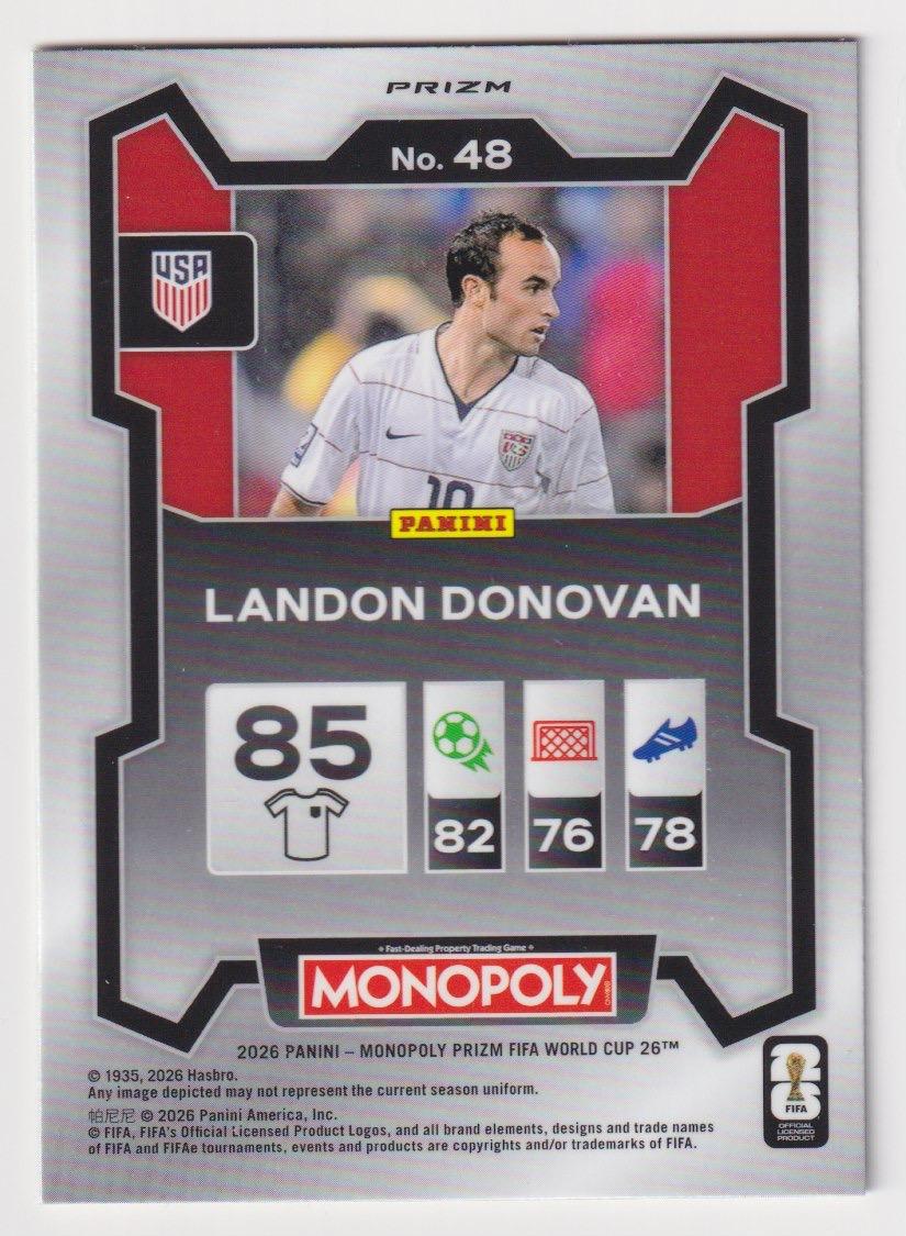 2026 Panini Prizm Monopoly FIFA World Cup #48 Landon Donovan Silver Prizms
