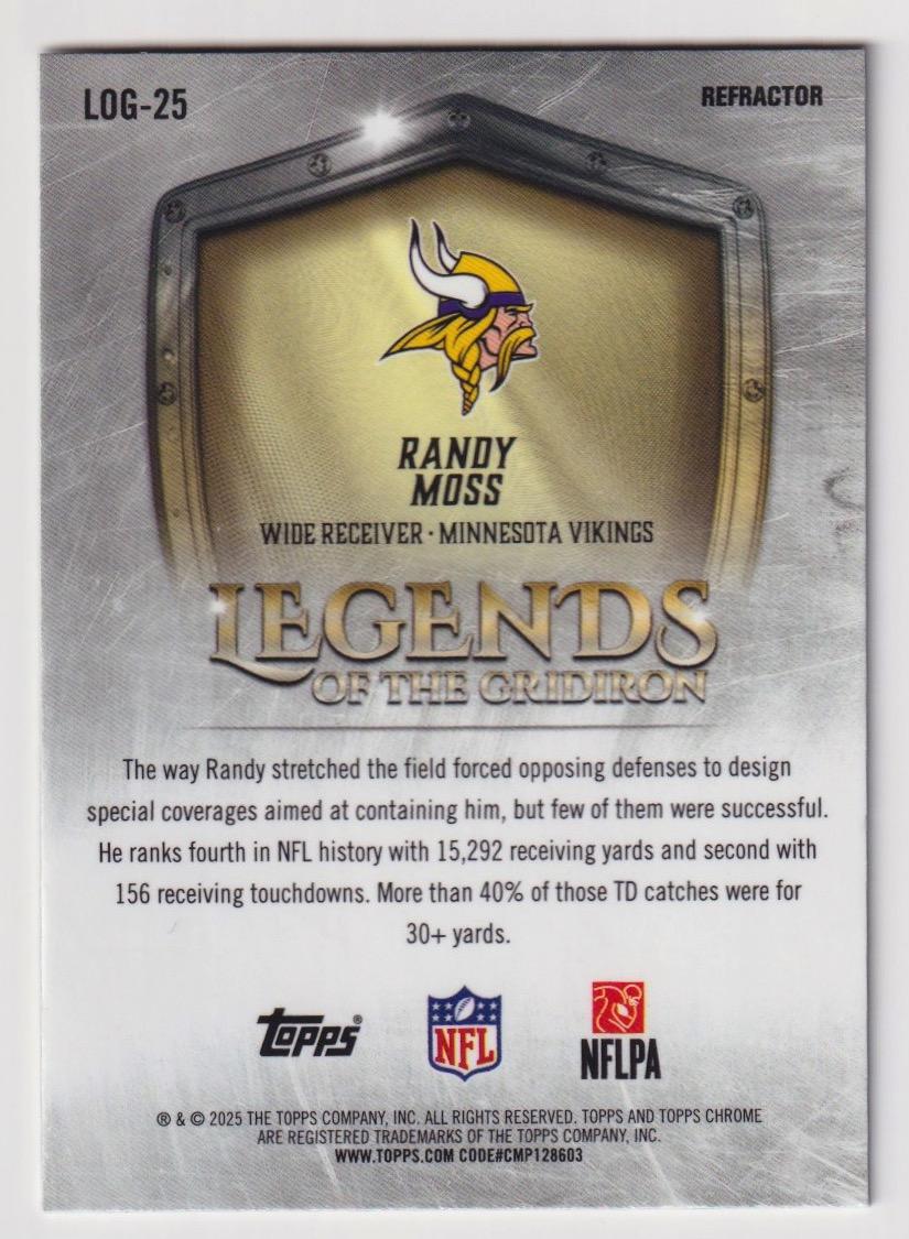 2025 Topps Chrome #LOG-25 Randy Moss Legends of the Gridiron Refractor