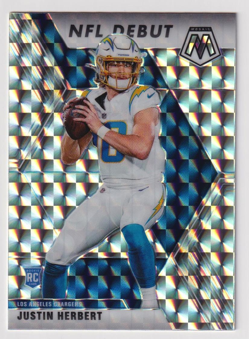 2020 Panini Mosaic #263 Justin Herbert No Huddle Prizm Silver