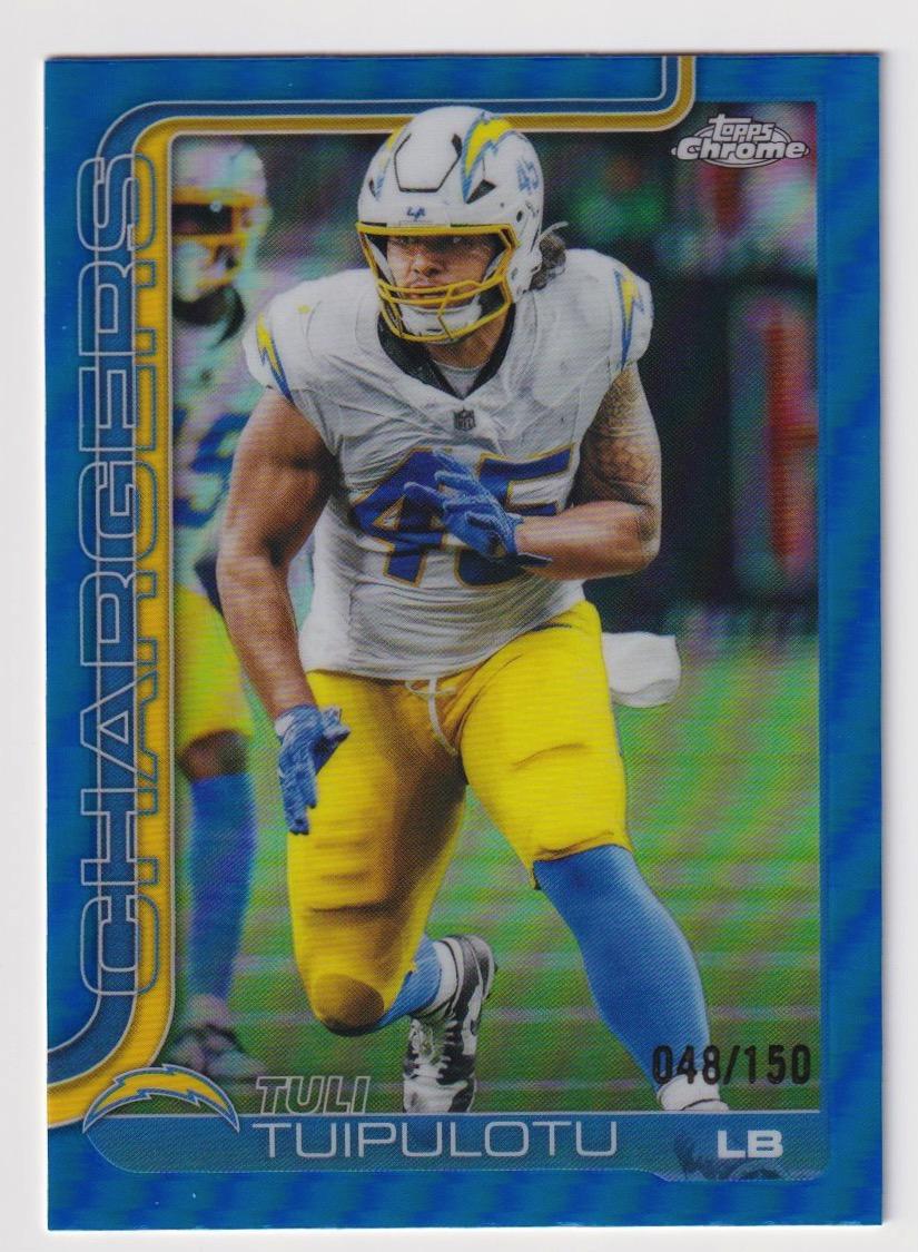 2025 Topps Chrome #163 Tuli Tuipulotu Blue Refractor #/150