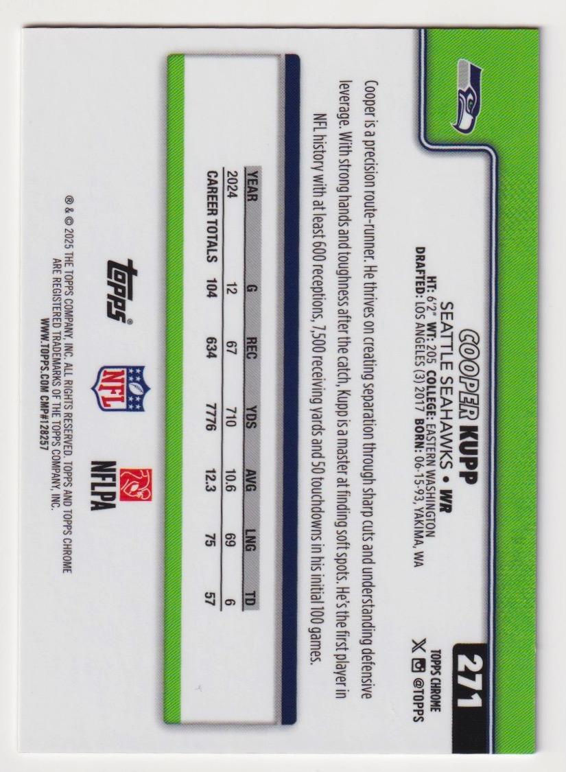 2025 Topps Chrome #271 Cooper Kupp Gold Wave Refractor #/50