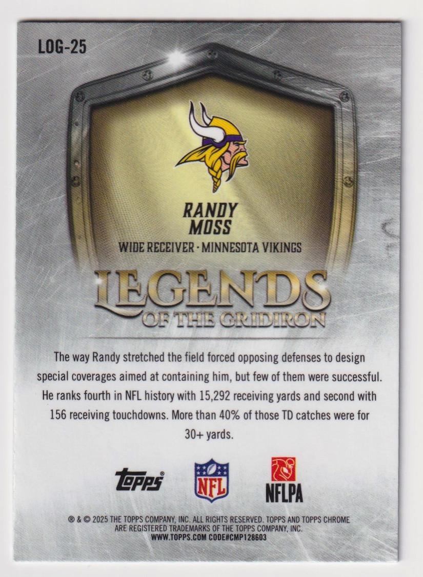 2025 Topps Chrome - Legends of the Gridiron Randy Moss #LOG-25 Refractor /199