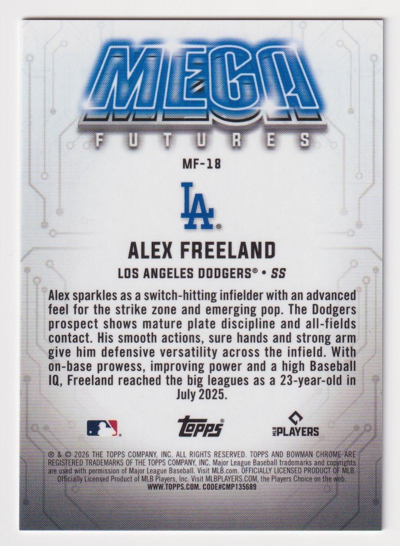 2026 Bowman #MF-18 Alex Freeland Mega Futures