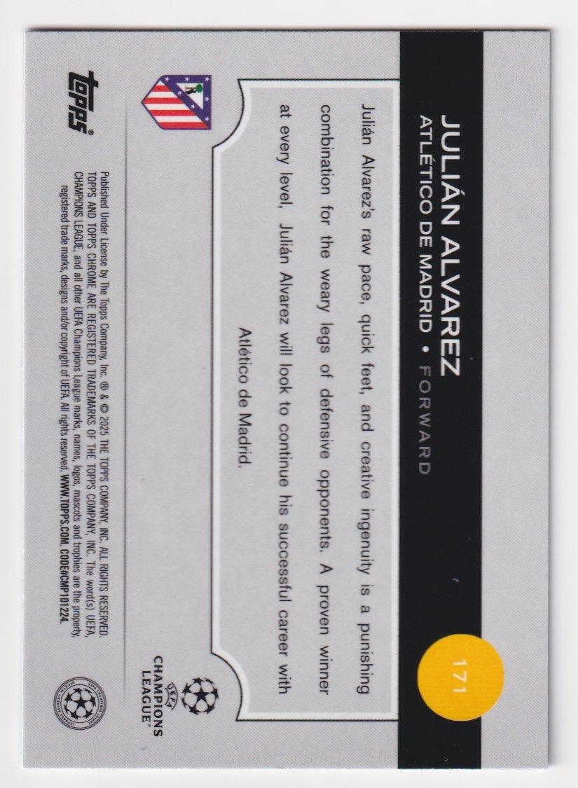 2024-25 Topps Chrome UEFA Sapphire Julian Alvarez Atlético Madrid #171 Parallel