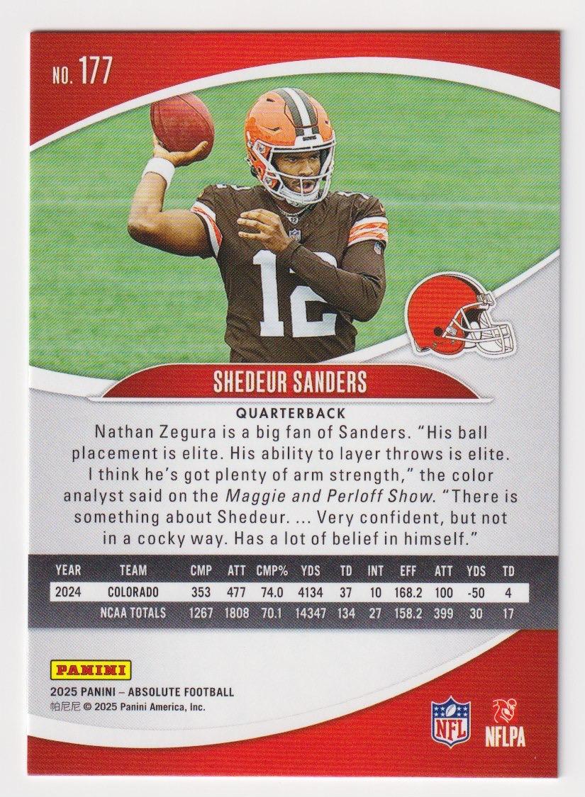 2025 Panini Absolute #177 Shedeur Sanders Gold Stars #/325