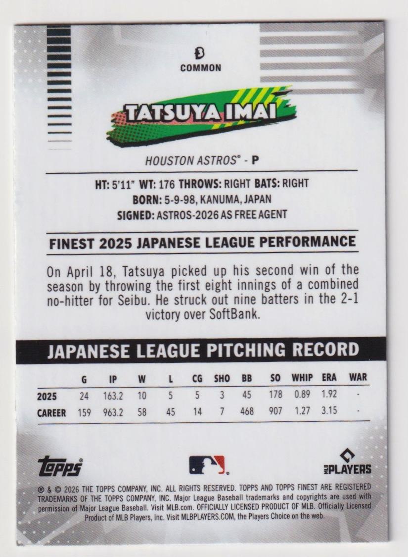 2026 Finest #3 Tatsuya Imai