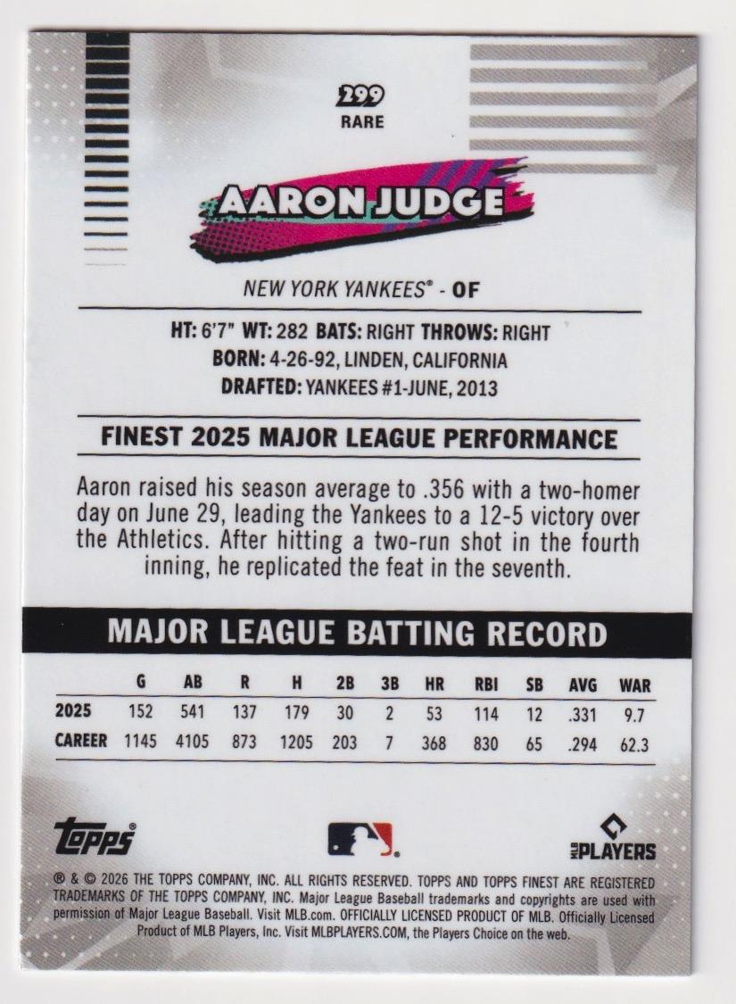 2026 Finest #299 Aaron Judge