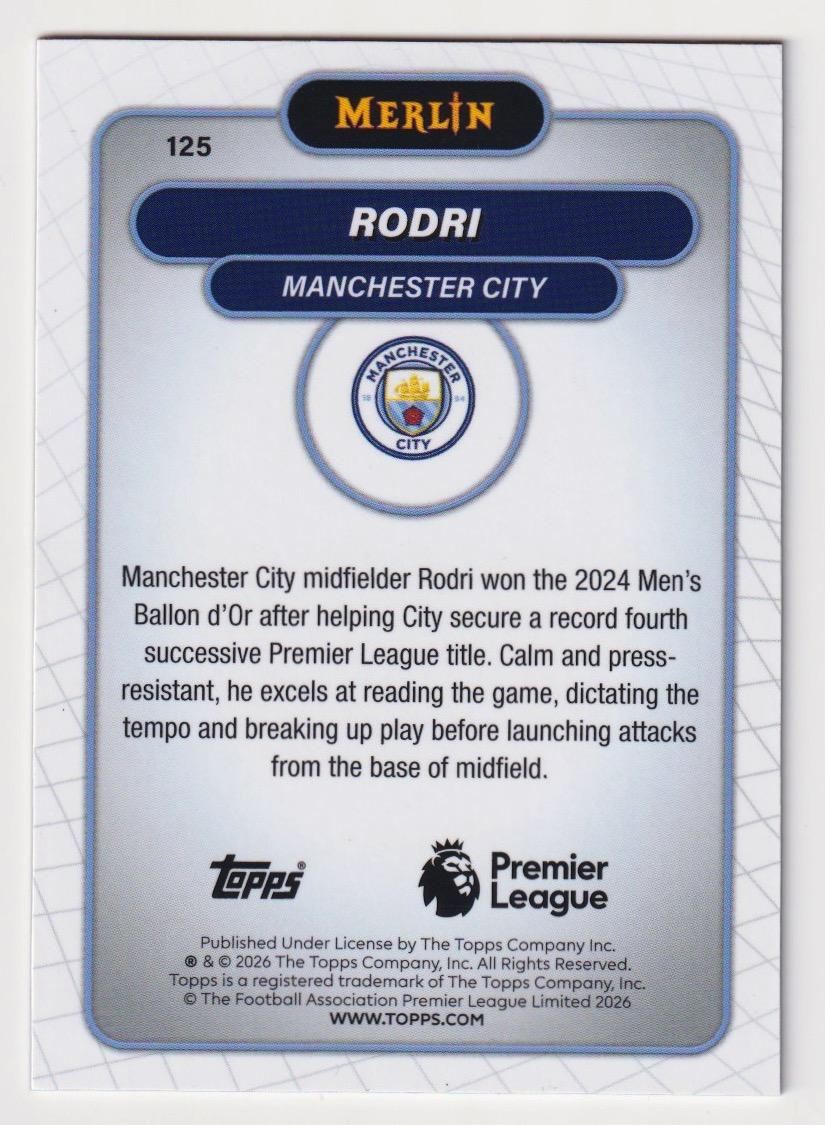2026 Merlin Premier League #125 Rodri RayWave Refractor