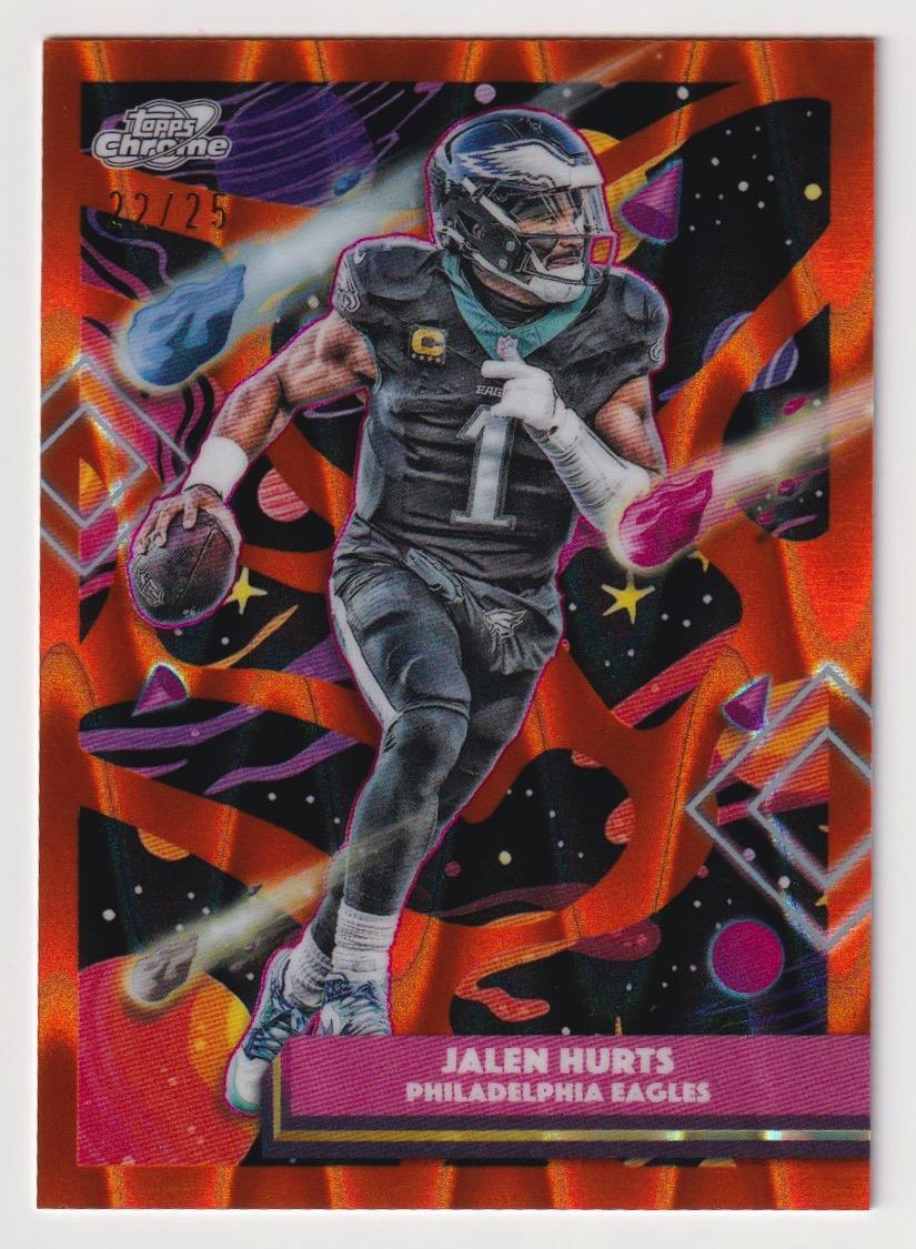 2025 Topps Chrome Cosmic #78 Jalen Hurts Orange Galactic Refractor #/25