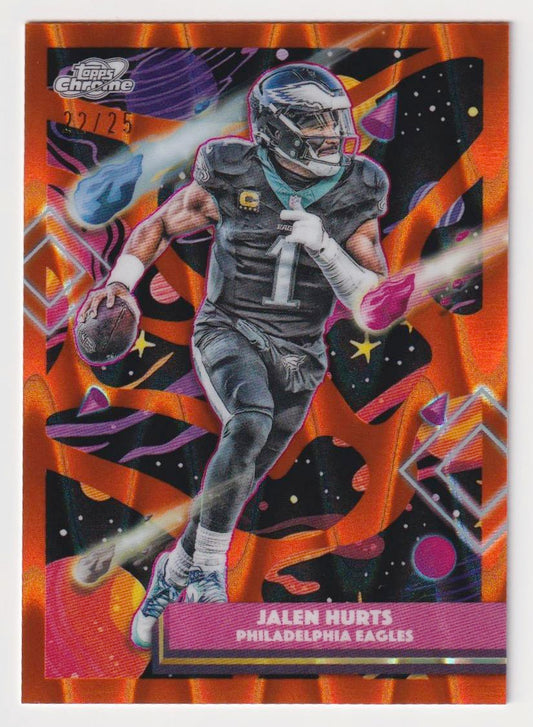 2025 Topps Chrome Cosmic #78 Jalen Hurts Orange Galactic Refractor #/25