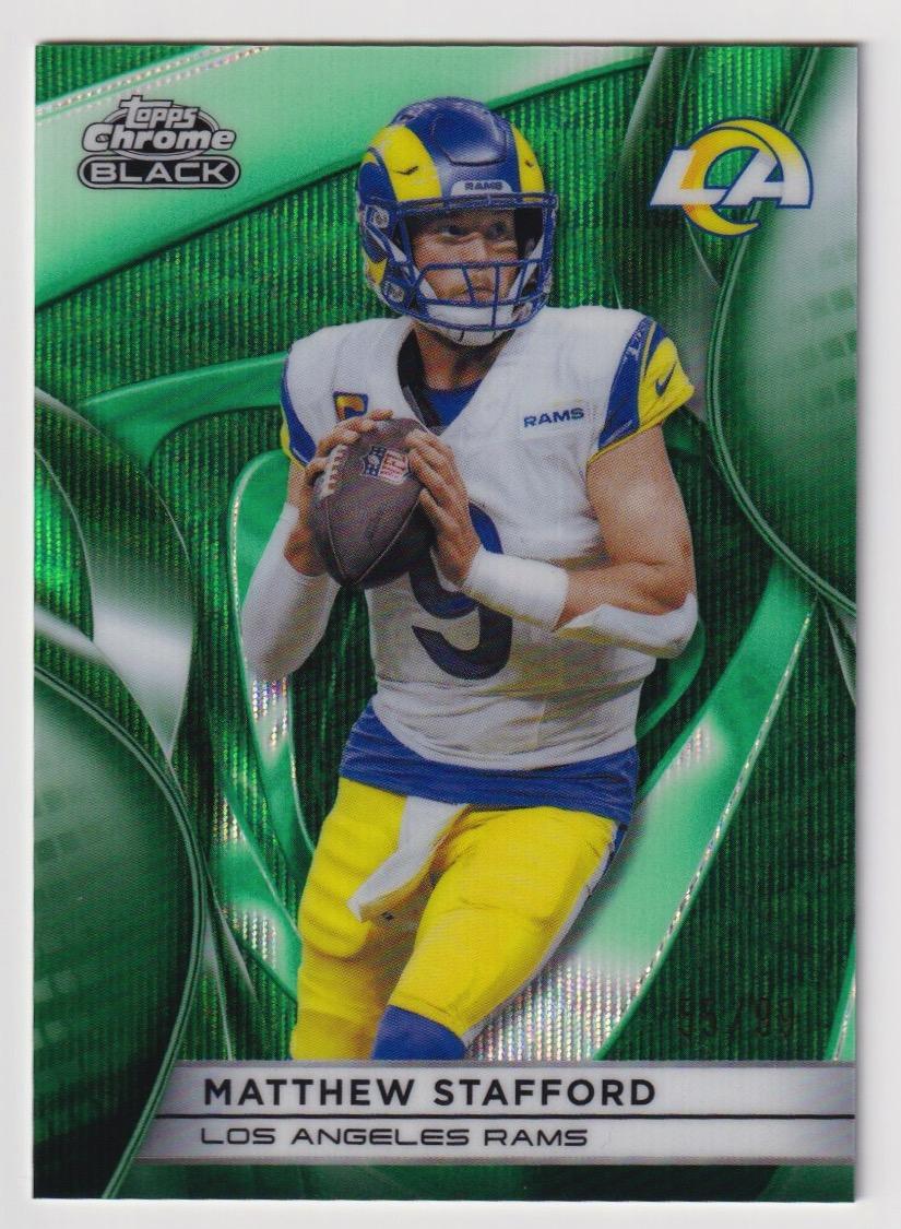 2025 Topps Chrome Black #61 Matthew Stafford Green Refractor #/99