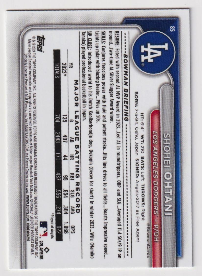 2024 Bowman Chrome #85 Shohei Ohtani Mojo Refractors
