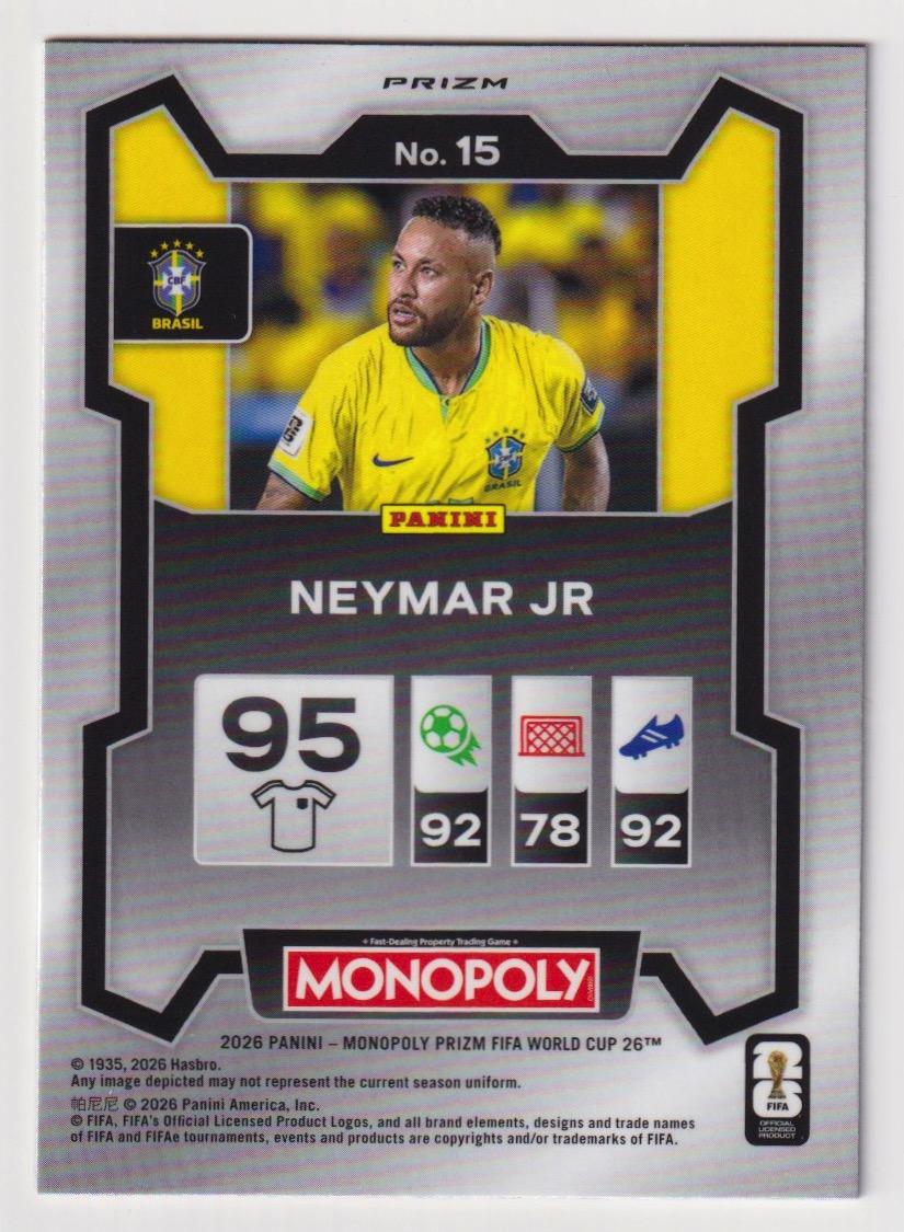 2026 Panini Prizm Monopoly FIFA World Cup #15 Neymar Jr Sparkle Pink Prizms