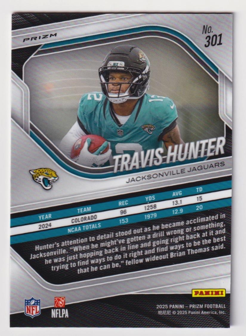 2025 Panini Prizm #301 Travis Hunter Red White and Blue