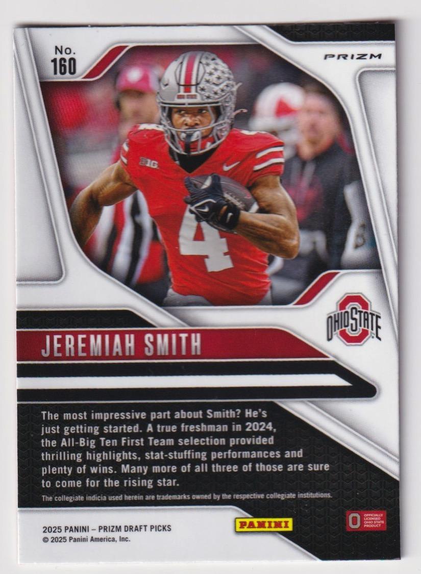 2025 Panini Prizm Draft Picks #160 Jeremiah Smith Prizms Red Ice