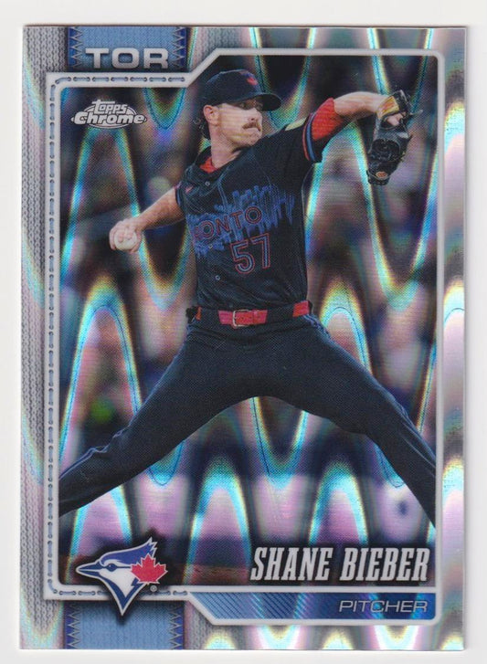 2026 Topps Chrome #21 Shane Bieber Raywave Refractors