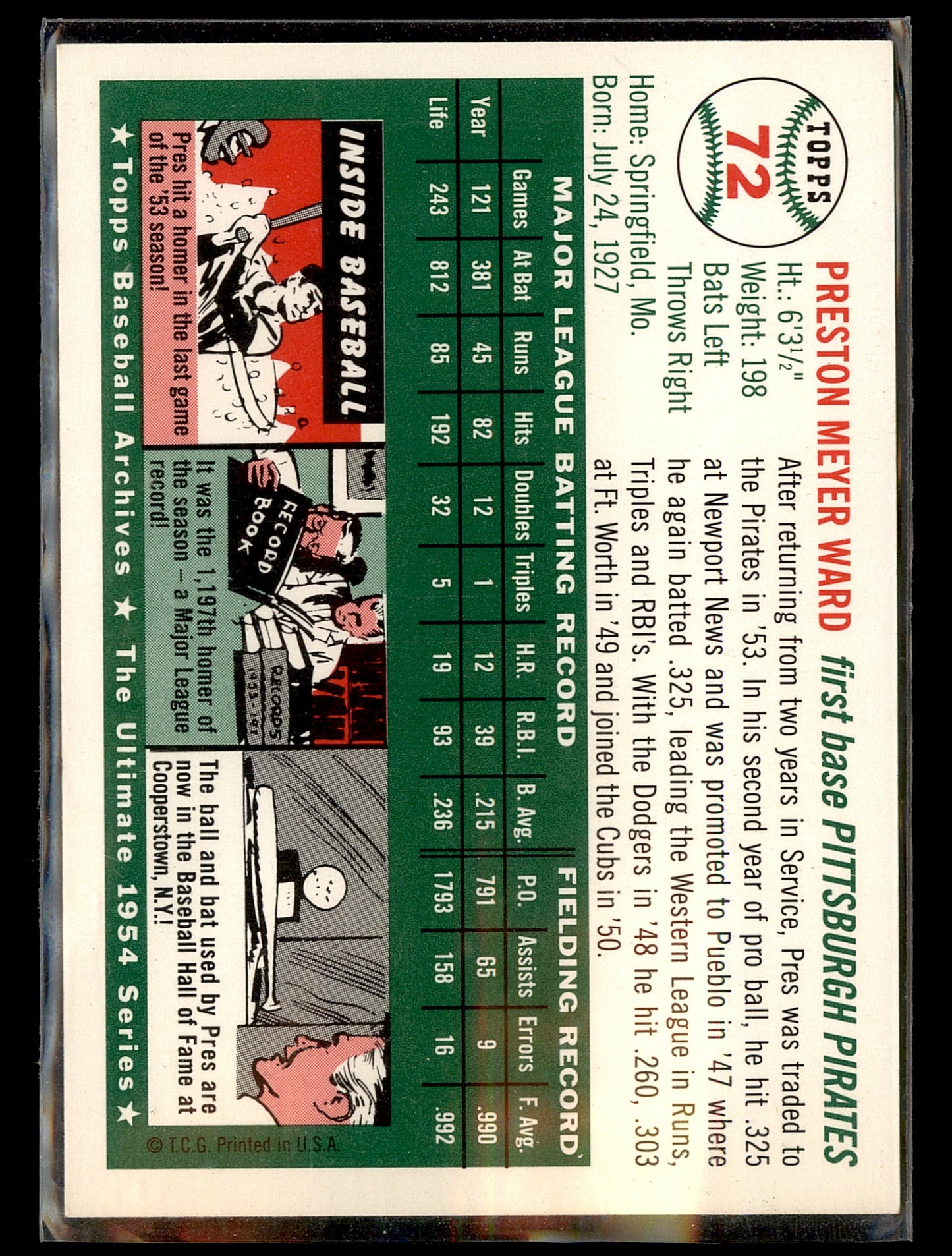 1994 Topps Archives 1954 #72 Preston Ward