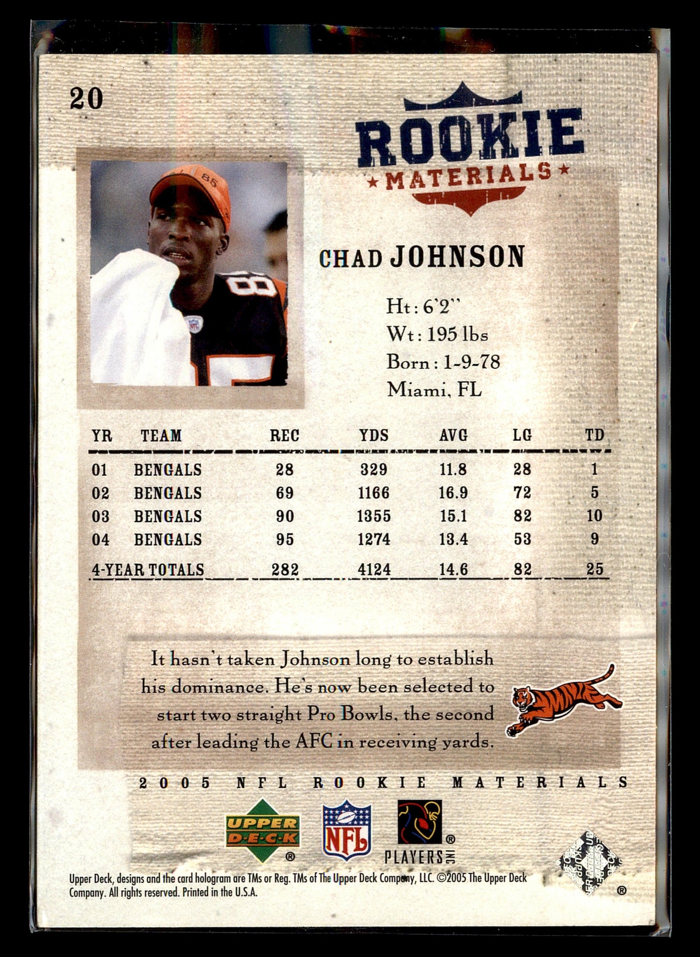 2005 Upper Deck Rookie Materials #20 Chad Johnson