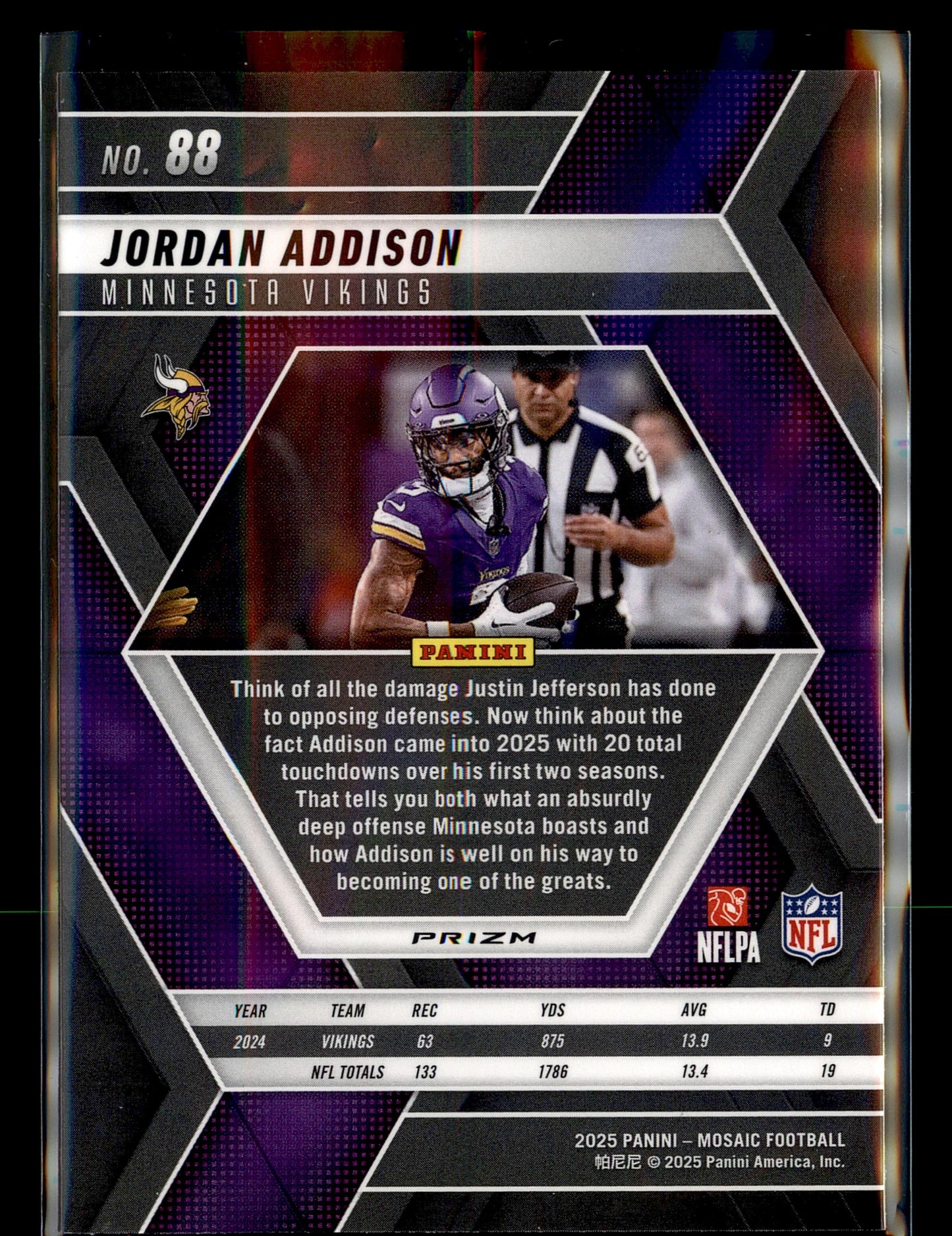 2025 Panini Mosaic #88 Jordan Addison Silver