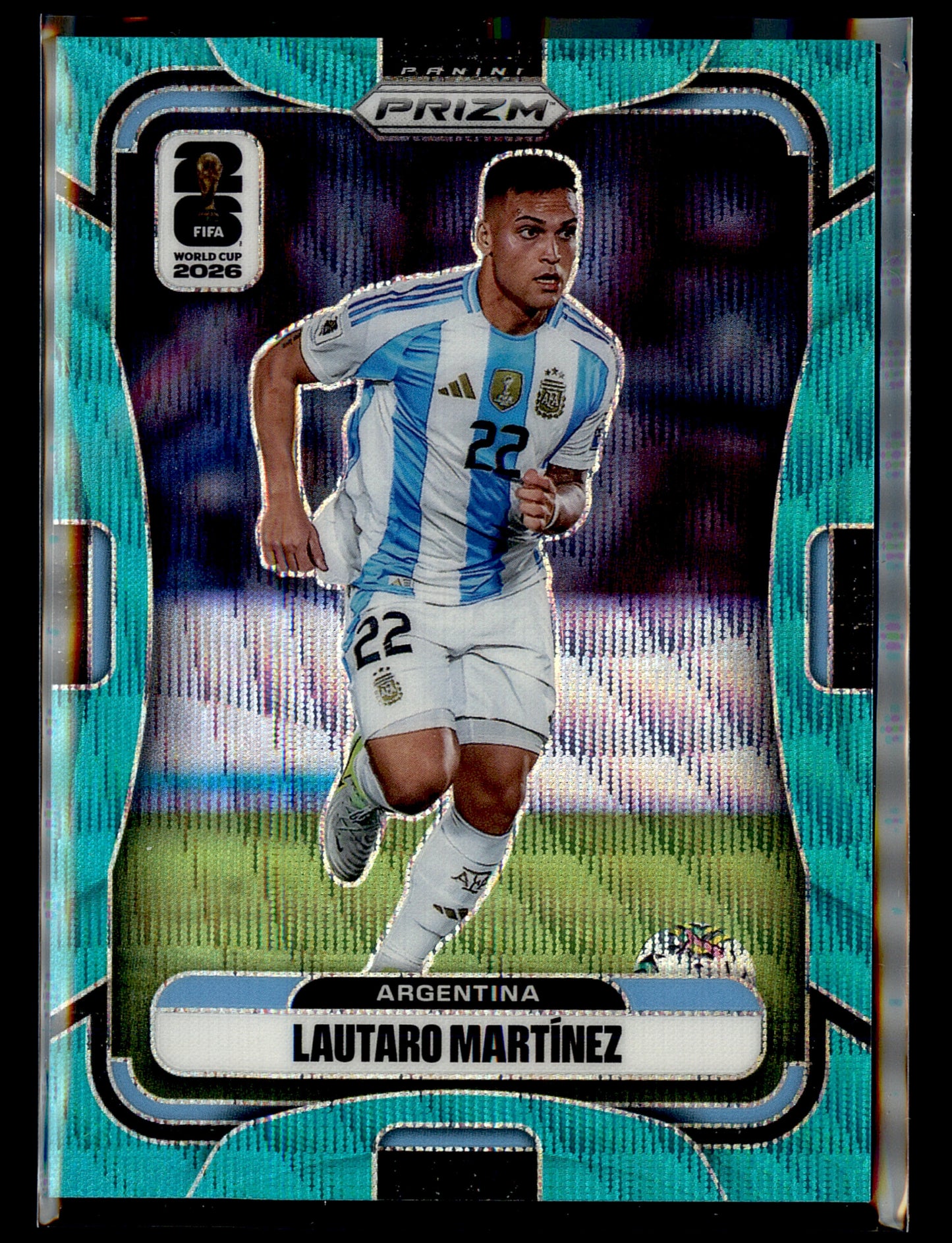 2026 Panini Prizm FIFA World Cup #9 Lautaro Martinez Teal Wave Prizms #/99