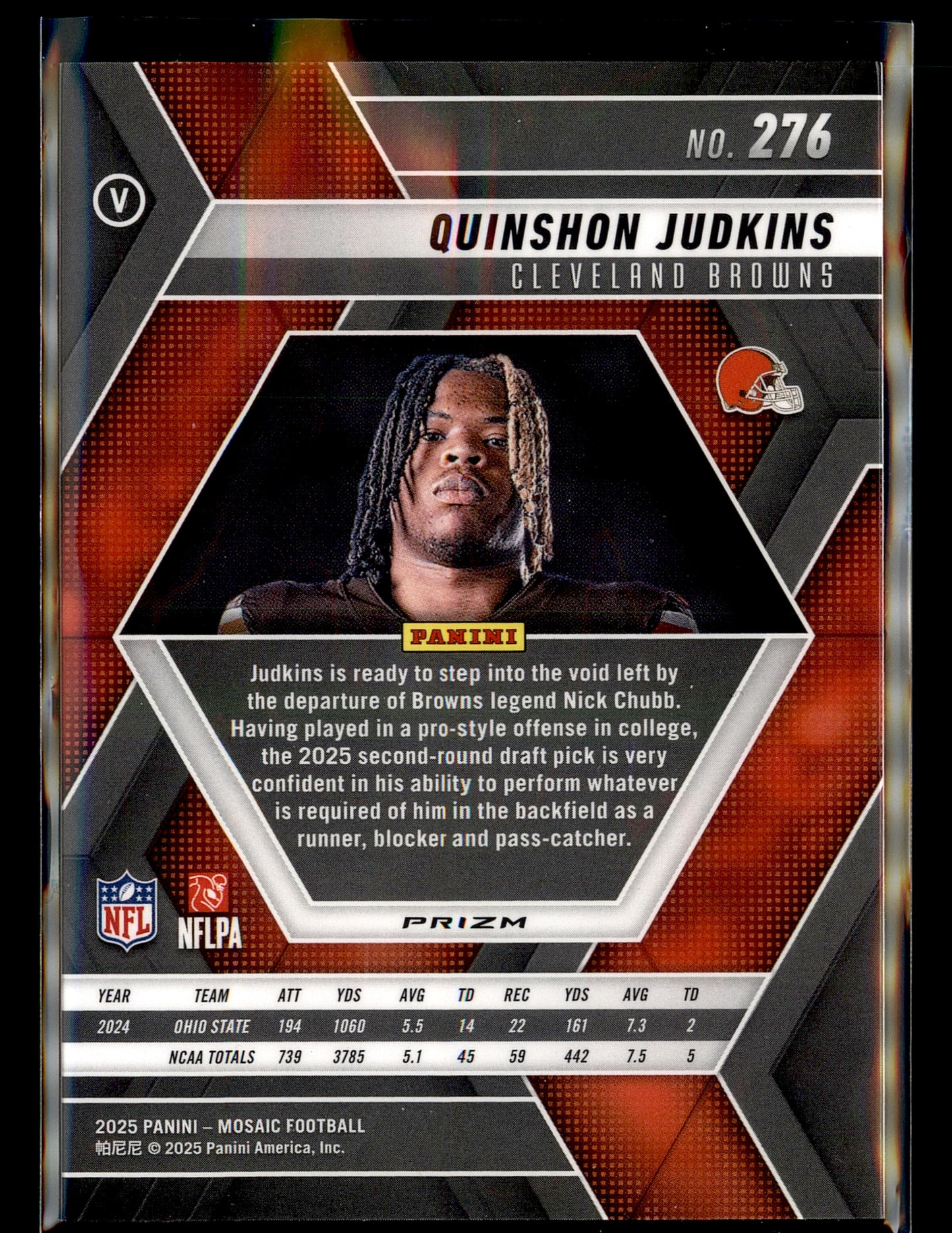 2025 Panini Mosaic #276 Quinshon Judkins Blue Scope